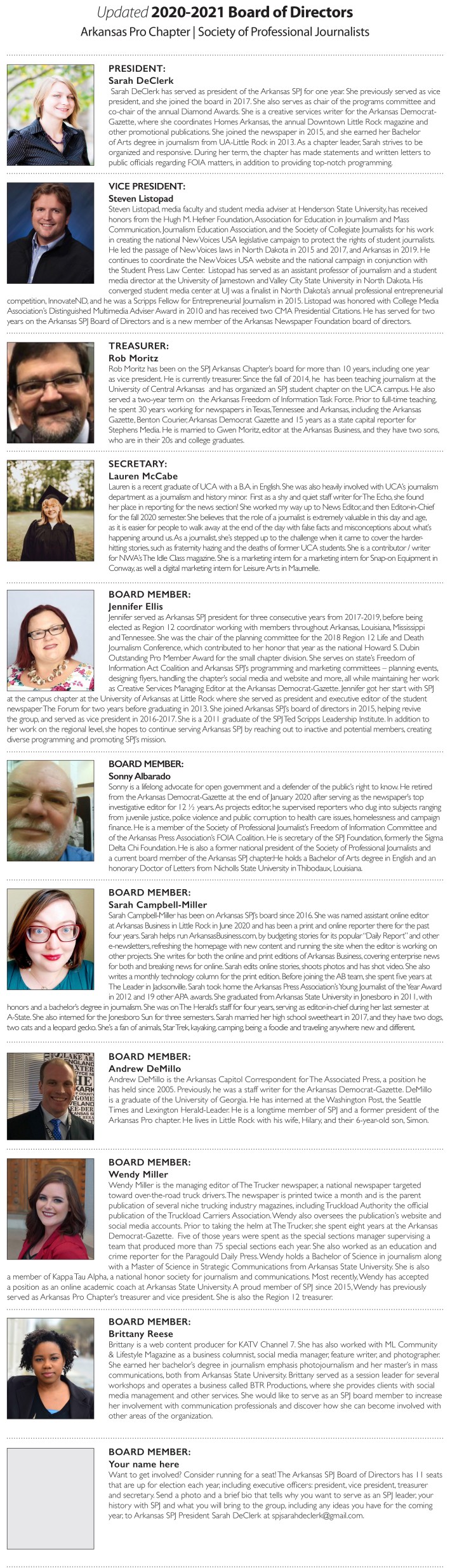 Arkansas SPJ board candidates announced, one spot&nbsp;open