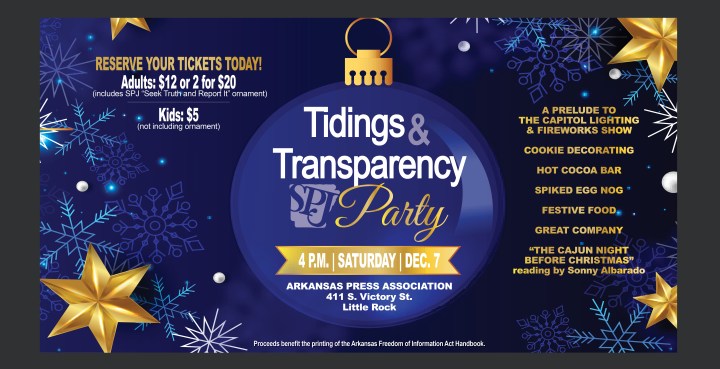 Tidings & Transparency Holiday Party set for Saturday, Dec.&nbsp;7